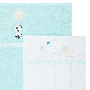 Lote de 2 toalla con estrellas y panda con bordado 