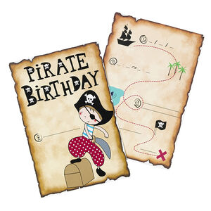 x 10 tarjetas de invitación de cumpleaños Pirata  