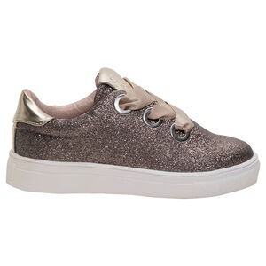 Zapatillas bajas de lentejuelas con cordones satinados   