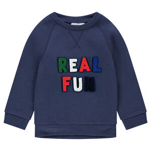 Sudadera de felpa con letras adhesivas de rizo 