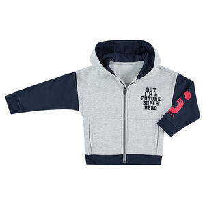 Chaqueta de felpa con capucha y textos estampados 