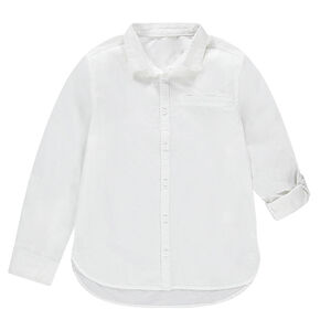 Júnior - Camisa de manga larga blanca de algodón 