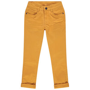 Pantalón con bolsillos liso con efecto desgastado y arrugado 