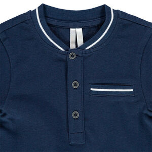 Polo de manga corta de algodón ecológico con rayas que contrastan 