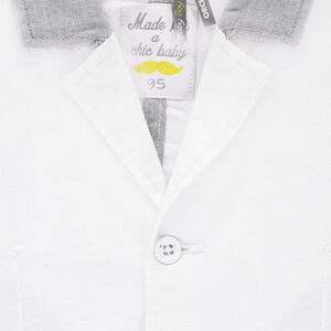 Americana de lino con cuello que contrasta 