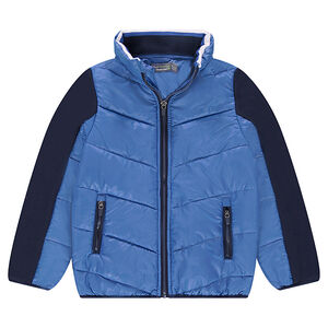Júnior - Chaqueta de dos materiales con bolsillos con cremallera y capucha integrada 