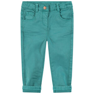 Pantalón slim de algodón teñido con efecto crinkle con corazones bordados en la cintura  Main Pantalón slim de algodón teñido con efecto crinkle con corazones bordados en la cintura