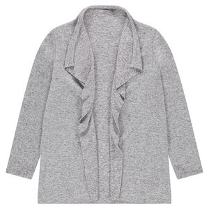 Chaqueta de punto gris jaspeado con solapas de fantasía 