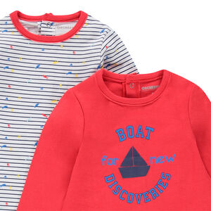 lote de 2 Pelele en jersey de rayas y barcos estampados 