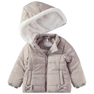 Anorak acolchado con capucha desmontable y forro de borreguito 