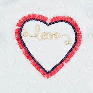 Sudadera de felpa con corazones de relieve y corazón con flecos  Main Sudadera de felpa con corazones de relieve y corazón con flecos