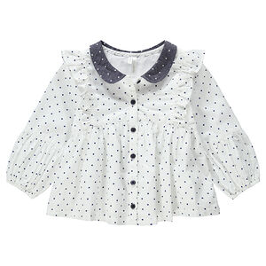 Camisa de manga larga con lunares all over y cuello babero  Main Camisa de manga larga con lunares all over y cuello babero