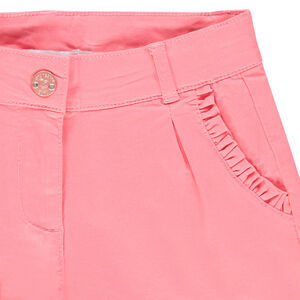 Short en satin de coton uni à poches volantées   Main Short en satin de coton uni à poches volantées
