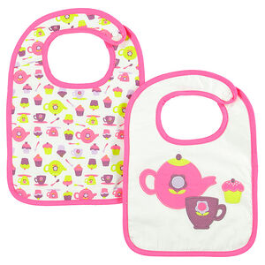 Lote de 2 baberos de algodón bordados de fantasía 