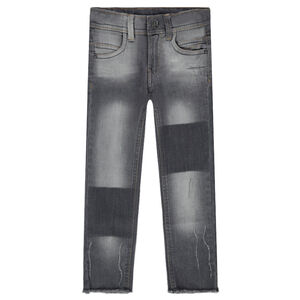 Júnior - Vaqueros corte slim efecto usado con desgastado de fantasía 