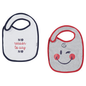 Juego de 2 baberos de punto con estampado Smiley 