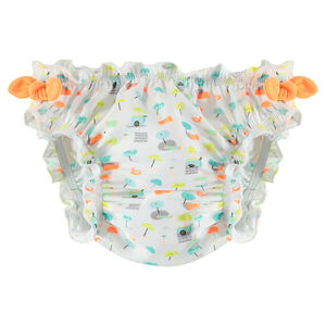 Culotte de bain imprimée all-over avec noeuds contrastés 