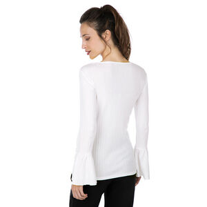 Camiseta de premamá de punto acanalado con mangas acampanadas 