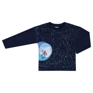 Camiseta de manga larga de forma cuadrada con estampado de galaxia 