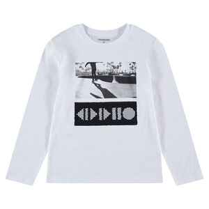 Júnior - Camiseta de manga larga de punto con dibujo de lentejuelas mágicas 