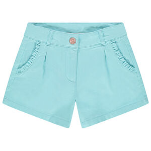 Short en satin de coton uni à poches volantées   Main Short en satin de coton uni à poches volantées