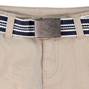 Pantalón de sarga con cinturón extraíble y detalles bordados 