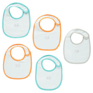 Lote de 5 baberos de tejido de punto lisos con detalle de gato 