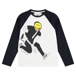 Júnior - Camiseta de manga larga de punto con personaje y cabeza de ©Smiley estampados  