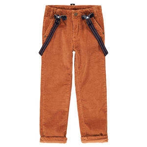 Pantalón de pana fina con tirantes elásticos desmontables 