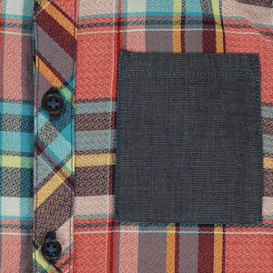 Camisa de algodón de fantasía con cuadros y bolsillo 