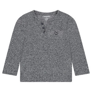 Júnior - Camiseta de manga larga de punto asargado con logo bordado 