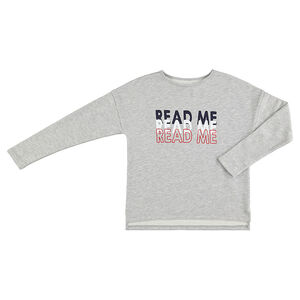 Júnior - Sudadera de felpa jaspeada con inscripción estampada  Main Júnior - Sudadera de felpa jaspeada con inscripción estampada
