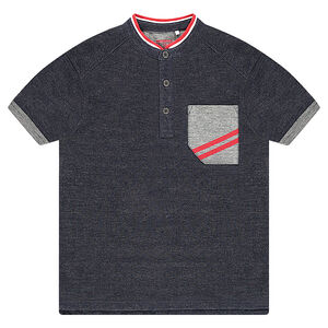 Polo de jersey de fantasía con detalles que contrastan 