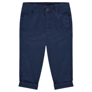 Pantalón de sarga lisa teñida 