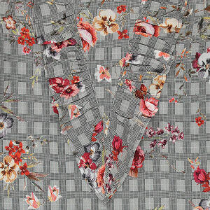 Júnior - Vestido de manga larga de cuadros y flores all over 