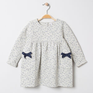 Vestido manga larga estampado all-over con nudos 