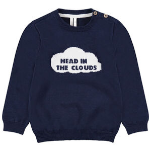 Jersey de punto con motivo de fantasía por delante y abertura en el hombro 