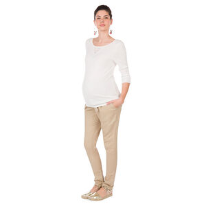 Pantalón premamá corte chino de lino y algodón. 