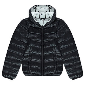Anorak light*, impermeable y acolchado con capucha y bolsa de almacenamiento estampada 