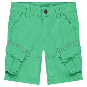 Bermudas de algodón teñido con bolsillos de tipo cargo 