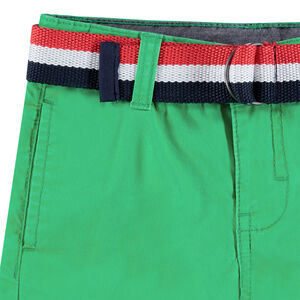Júnior - Bermudas de sarga lisa con cinturón tricolor extraíble 