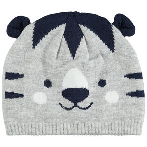 Gorro de punto de tigre con orejas de relieve 