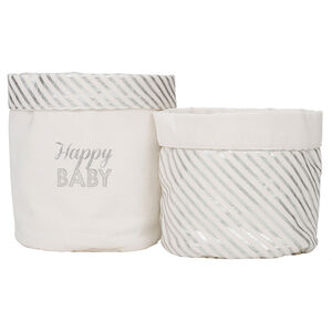 Set de 2 boites de rangement avec message printé et rayures 