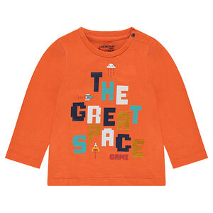 Camiseta de punto de manga larga con estampado de fantasía 