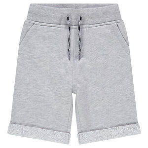 Bermudas de felpa lisa con bolsillos 