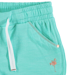 Pantalón corto de punto con flamenco rosa estampado  Main Pantalón corto de punto con flamenco rosa estampado