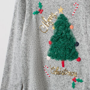 T-shirt chaud manches longues esprit Noël pour enfant fille 