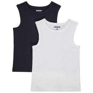 Juego de 2 camisetas sin mangas de algodón ecológico lisas 