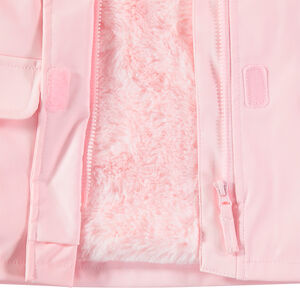 Cortavientos con capucha de goma y forro de borreguillo 