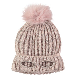 Gorro de punto grueso de canalé con pompón y agujero para los ojos  Main Gorro de punto grueso de canalé con pompón y agujero para los ojos